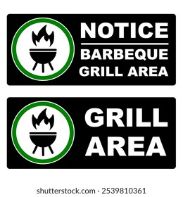 Área de parrilla barbacoa o área de barbacoa signboard.allow Ilustración vectorial de actividad de fuego abierto. símbolo o señalización para digital o imprimible