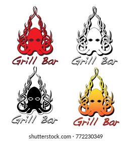 Grill bar illustration set isolated on white