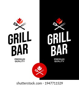 Grill Bar Logo Modern Label Graphic, Design with Flat Illustration for Barbeque Restaurant Industry Vector Template Idea