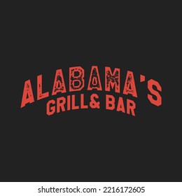 Logo del restaurante Grill Bar Alabama's. Emblema vintage de barbacoa. Plantilla. Ilustración del vector