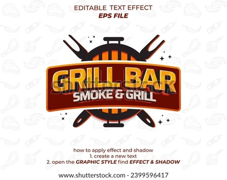 grill bar text effect, font editable, typography, 3d text. vector template