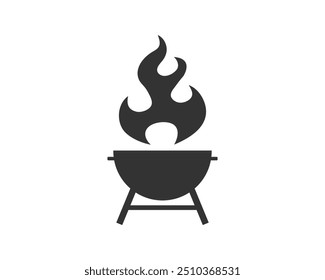 Grill Grill kochen Flamme Symbol Symbol Zeichen. Vektorgrafik. einzeln auf weißem Hintergrund.