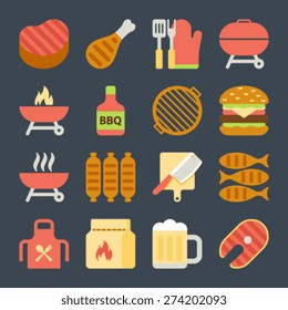 Grill Or Barbecue flat Icons