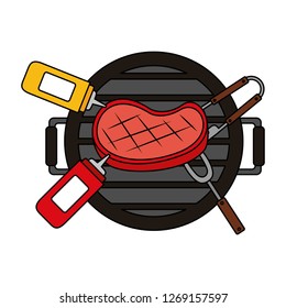 grill barbecue with handles on white background