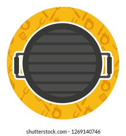 grill barbecue with handles on yellow background