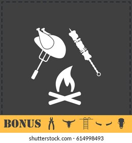 Grill Or Barbecue icon flat. Simple vector symbol and bonus icon