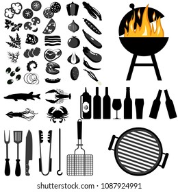 Grill Barbecue Icon Set On White Stock Vector (Royalty Free) 1087924991 ...