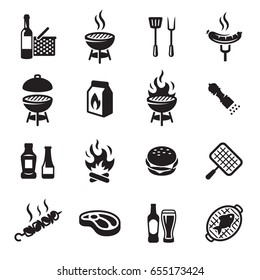 Grill or Barbecue icons set