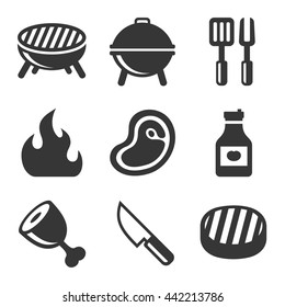 Grill and Barbecue Icons Set. Vector illustration