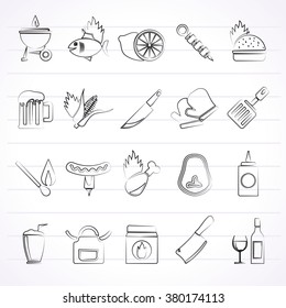 Grill and Barbecue Icons - vector icon set