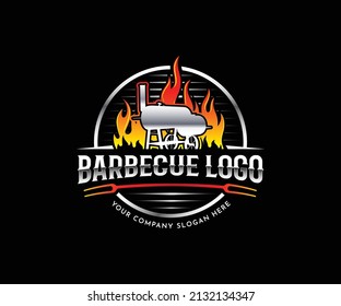 Grill Barbecue Logo design. charcoal grill