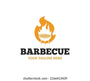 Grill barbecue logo design simple minimalist Vector.