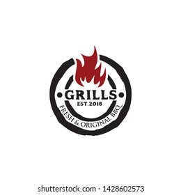 Grill barbecue logo design vector template