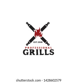 Grill barbecue logo design vector template