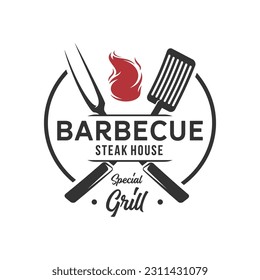 Vector de diseño del logotipo de parrillada barbacoa