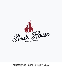Grill and barbecue logo vector illustration steak house