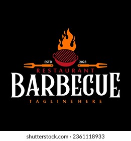 el logotipo de parrillada barbacoa vintage. ilustración del vector de comida de barbacoa retro 