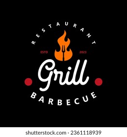 el logotipo de parrillada barbacoa vintage. ilustración del vector de comida de barbacoa retro 