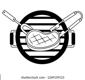 grill barbecue meat steak fork and tongs