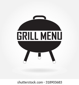 Grill and barbecue menu design template. Grill or barbecue icon isolated on white background. Vector Illustration.