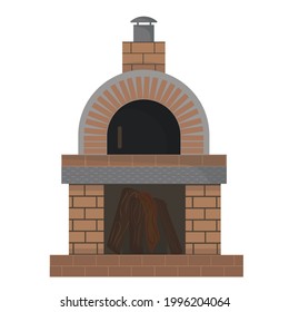 Grill and barbecue oven. Stone oven isolated on a white background. Outdoor grill for picnic, summer, grilled meat and vegetables