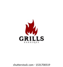Grill barbecue restaurant logo design vector template