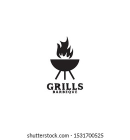 Grill barbecue restaurant logo design vector template