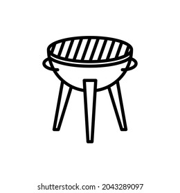 Icono de la parrilla para una barbacoa de línea delgada. Ilustración vectorial moderna.