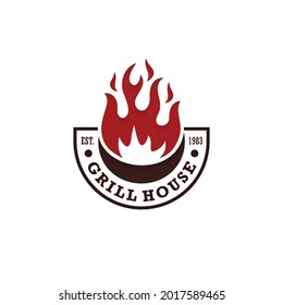 Grill Barbecue Vector Logo. Hot Grill House.