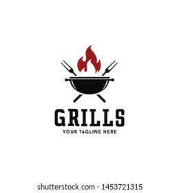 Grill Barbecue/Bbq Garden Party Vector Logo Design Inspiration 