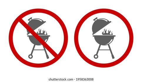 grill bbq barbecue icon stop warning sign isolated on white background