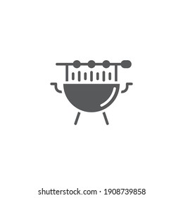 Grill bbq black line icon, outline vector sign. Linear style pictogram isolated on white. Symbol logo illustration