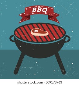 Grill BBQ Cookout Vector illustration stake on the grill cooking