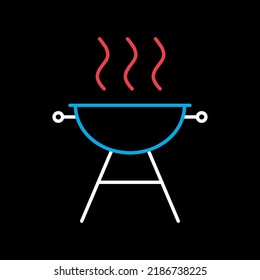 Grill BBQ cookout vector isolated on black background icon. Graph symbol for cooking web site and apps design, logo, app, UI