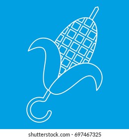 Grill BBQ corn icon blue outline style isolated vector illustration. Thin line sign