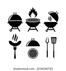 Grill bbq design vector icon set