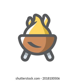 Icono del vector de incendio de barbacoa Ilustración de dibujos animados