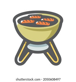 Grill BBQ Fire Vector icon Cartoon illustration