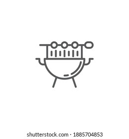 Grill bbq icon, color, line, outline vector sign, linear style pictogram isolated on white. Symbol, logo illustration
