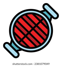 Grill bbq icon outline vector. Fire meat. Food cook color flat