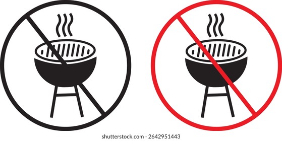 Grill BBQ icon set. barbecue with fire sign, Informational sign. No grill signs and symbol vector symbol design,

