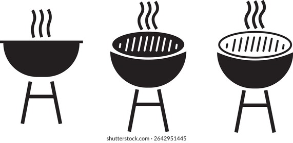 Grill BBQ icon set. barbecue with fire sign, Informational sign. No grill signs and symbol vector symbol design,
