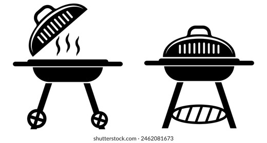 Grill bbq icon set. Vector illustration isolated on white background
