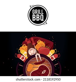 carteles de parrilla bbq con afiche de artículos