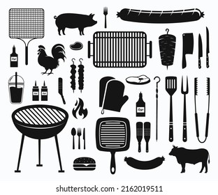 Grill BBQ Party Set. Set of BBQ and Grill Labels and Design Elements.