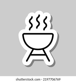 Grill, BBQ simple icon vector. Flat design. Sticker with shadow on gray background.ai