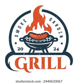Grill BBQ Smoke Roast Logo Vintage Rustic Style