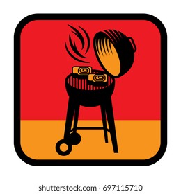 Grill or BBQ symbol or sign. Flat style design. Vector illustration