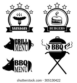 Grill and BBQ symbols and labels.