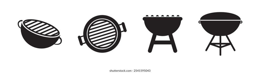 grill bbq vector icon set illustration design isolated white background